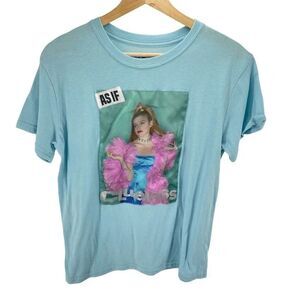 Clueless Womens Graphic Print As If Short Sleeve Tee Blue Size Large